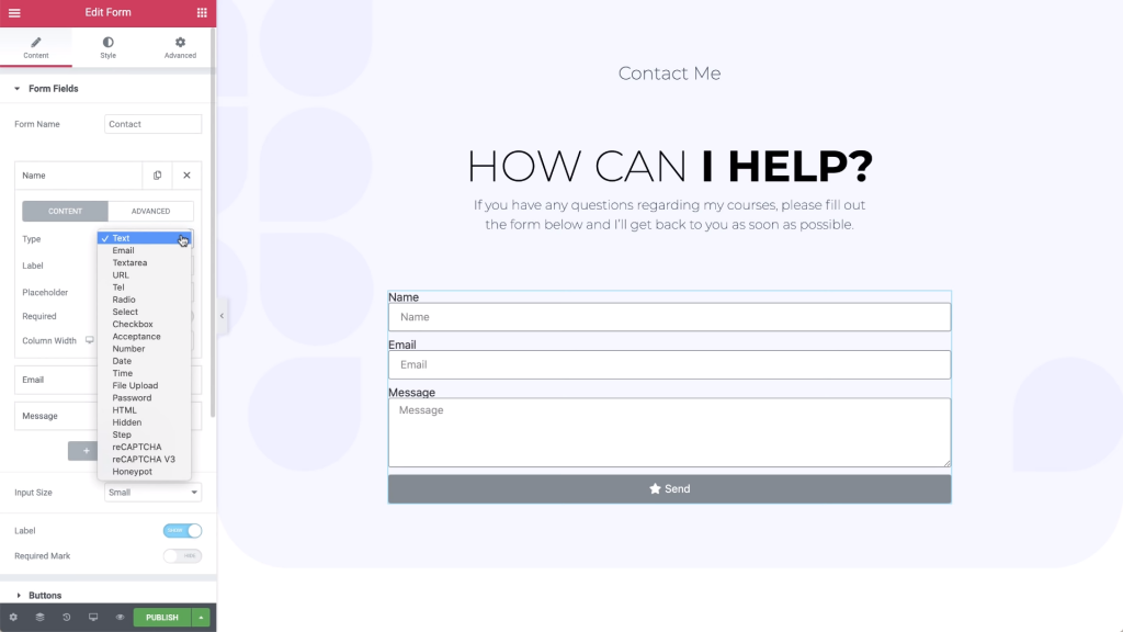 elementor forms builder