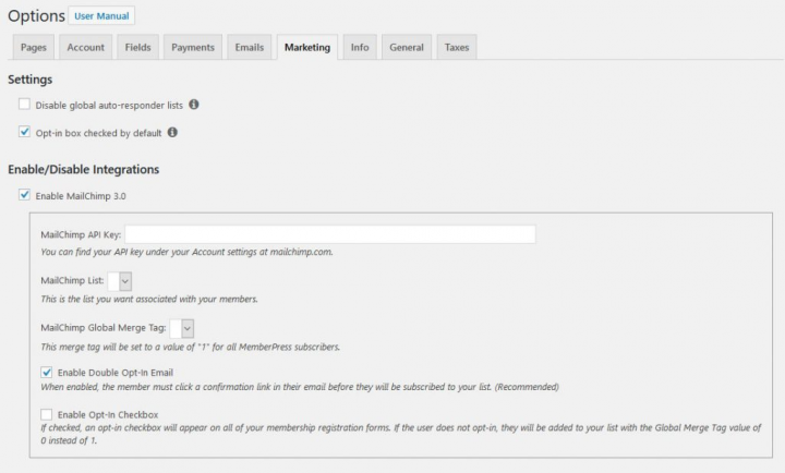 options page options page