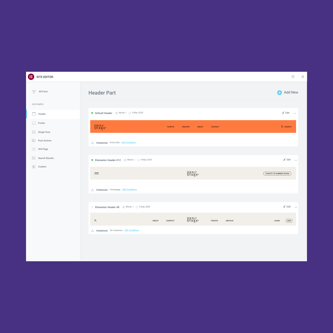 Create Separate Elements for Different Pages