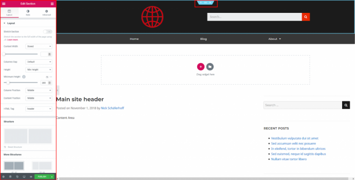 a screenshot of header customization with elementor – additional features a screenshot of header customization with elementor - additional features
