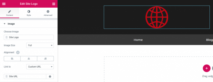 a screenshot of logo customization in elementor a screenshot of logo customization in elementor