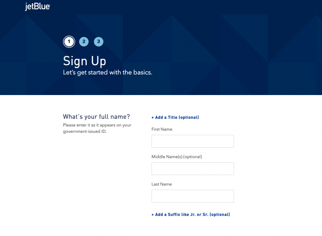 sign up form example language