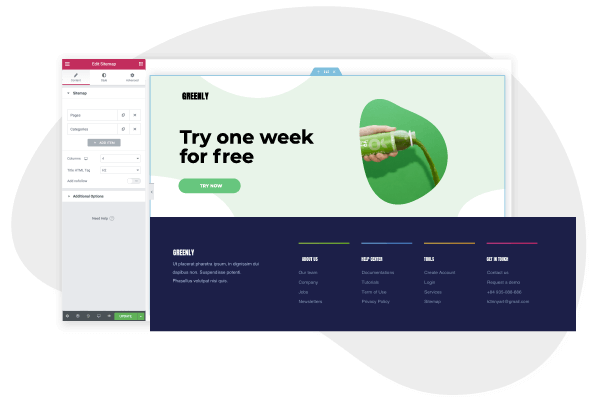 sitemap widget page