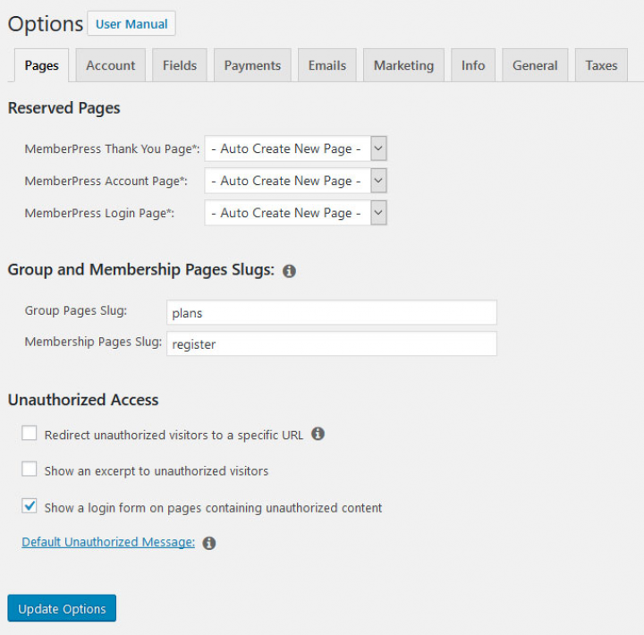 the memberpress options page a screenshot of the memberpress options page