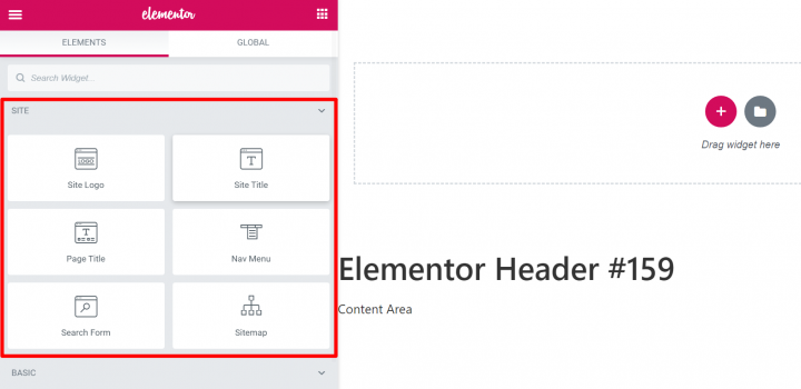 widgets for building a header widgets for building a header